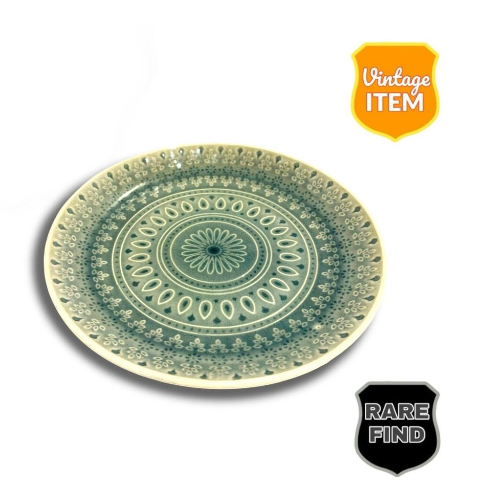 Vintage Euro Ceramica Fez Grey Salad Plate Crackle Glaze 8 1/4” diameter.